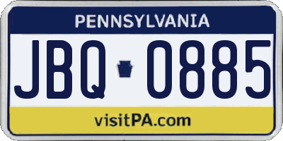 PA license plate JBQ0885