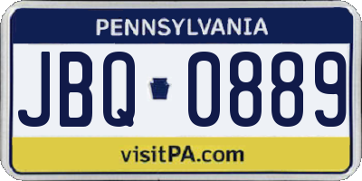 PA license plate JBQ0889