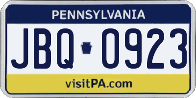 PA license plate JBQ0923