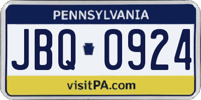 PA license plate JBQ0924