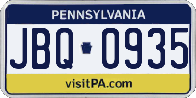 PA license plate JBQ0935