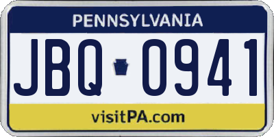 PA license plate JBQ0941