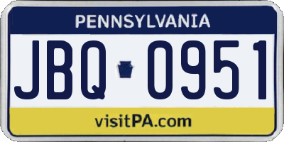PA license plate JBQ0951