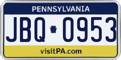 PA license plate JBQ0953
