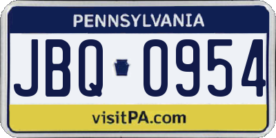 PA license plate JBQ0954