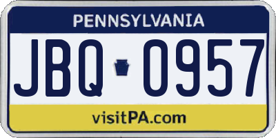 PA license plate JBQ0957