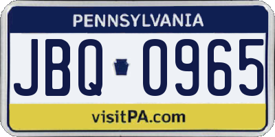 PA license plate JBQ0965