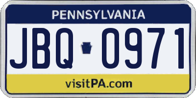 PA license plate JBQ0971