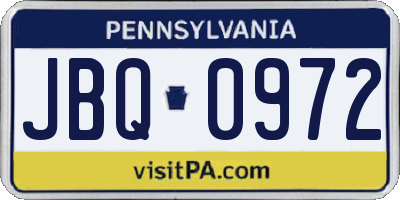 PA license plate JBQ0972
