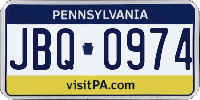 PA license plate JBQ0974