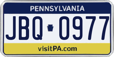 PA license plate JBQ0977