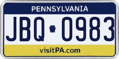 PA license plate JBQ0983