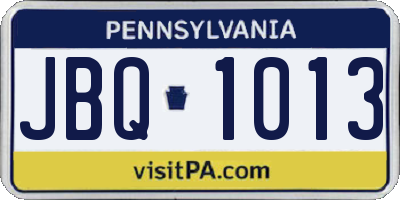 PA license plate JBQ1013