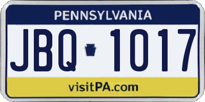PA license plate JBQ1017