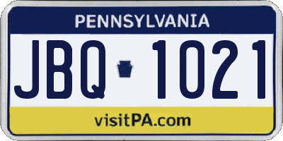 PA license plate JBQ1021