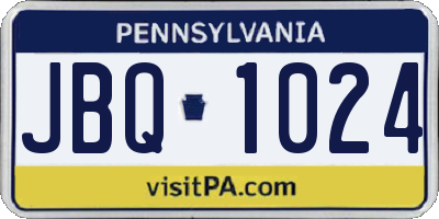 PA license plate JBQ1024