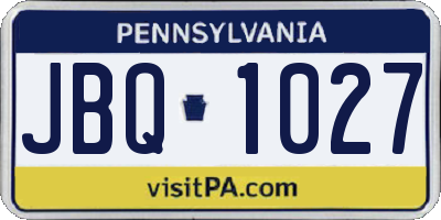 PA license plate JBQ1027
