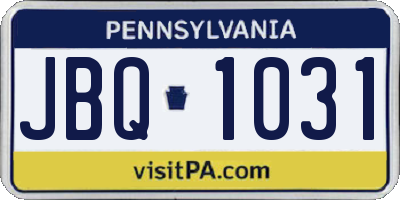 PA license plate JBQ1031