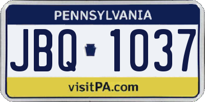 PA license plate JBQ1037