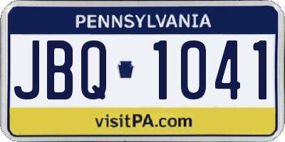 PA license plate JBQ1041