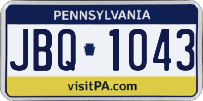 PA license plate JBQ1043