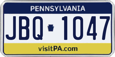 PA license plate JBQ1047
