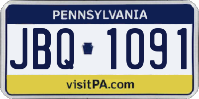 PA license plate JBQ1091
