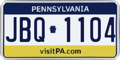 PA license plate JBQ1104