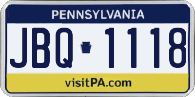 PA license plate JBQ1118