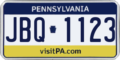 PA license plate JBQ1123