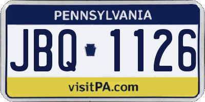 PA license plate JBQ1126