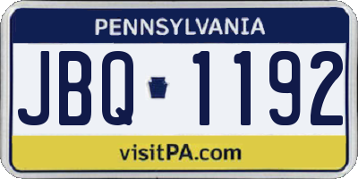 PA license plate JBQ1192