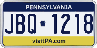 PA license plate JBQ1218