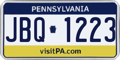 PA license plate JBQ1223