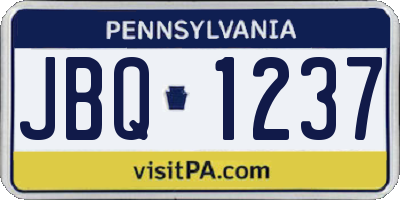 PA license plate JBQ1237
