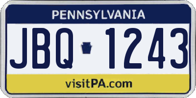 PA license plate JBQ1243