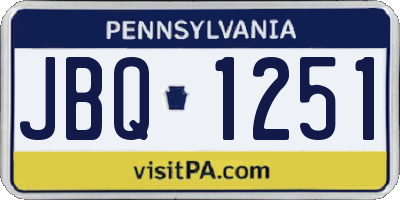 PA license plate JBQ1251