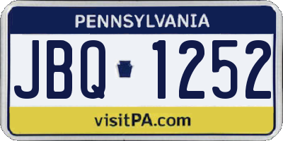 PA license plate JBQ1252