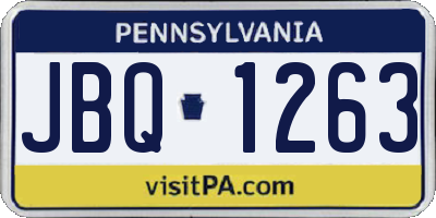 PA license plate JBQ1263