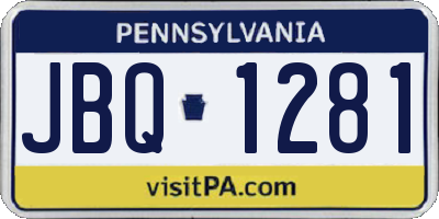 PA license plate JBQ1281