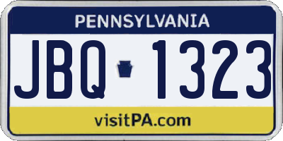 PA license plate JBQ1323