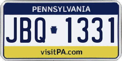 PA license plate JBQ1331