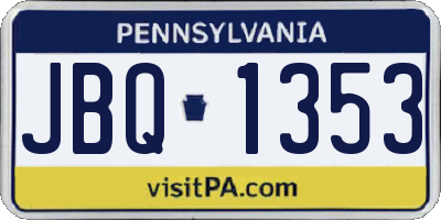 PA license plate JBQ1353