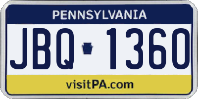 PA license plate JBQ1360