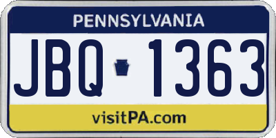 PA license plate JBQ1363