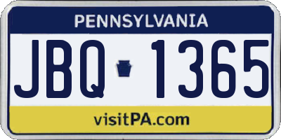 PA license plate JBQ1365