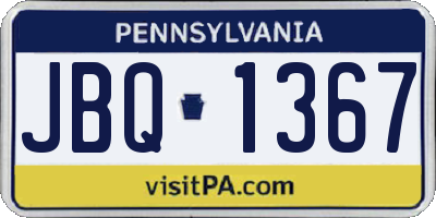 PA license plate JBQ1367