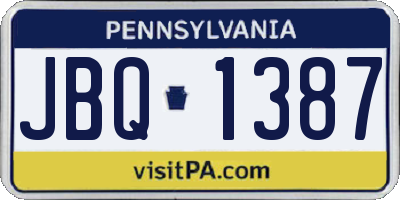 PA license plate JBQ1387