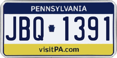 PA license plate JBQ1391