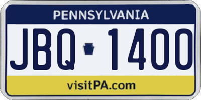 PA license plate JBQ1400